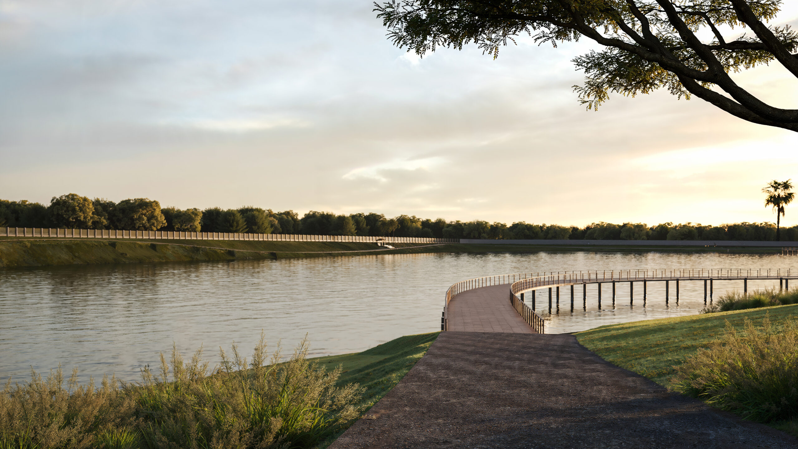 Pista de caminhada às margens do lago de 14 hectares no Cenário dos Lagos, condomínio fechado Cuiabá Mato Grosso