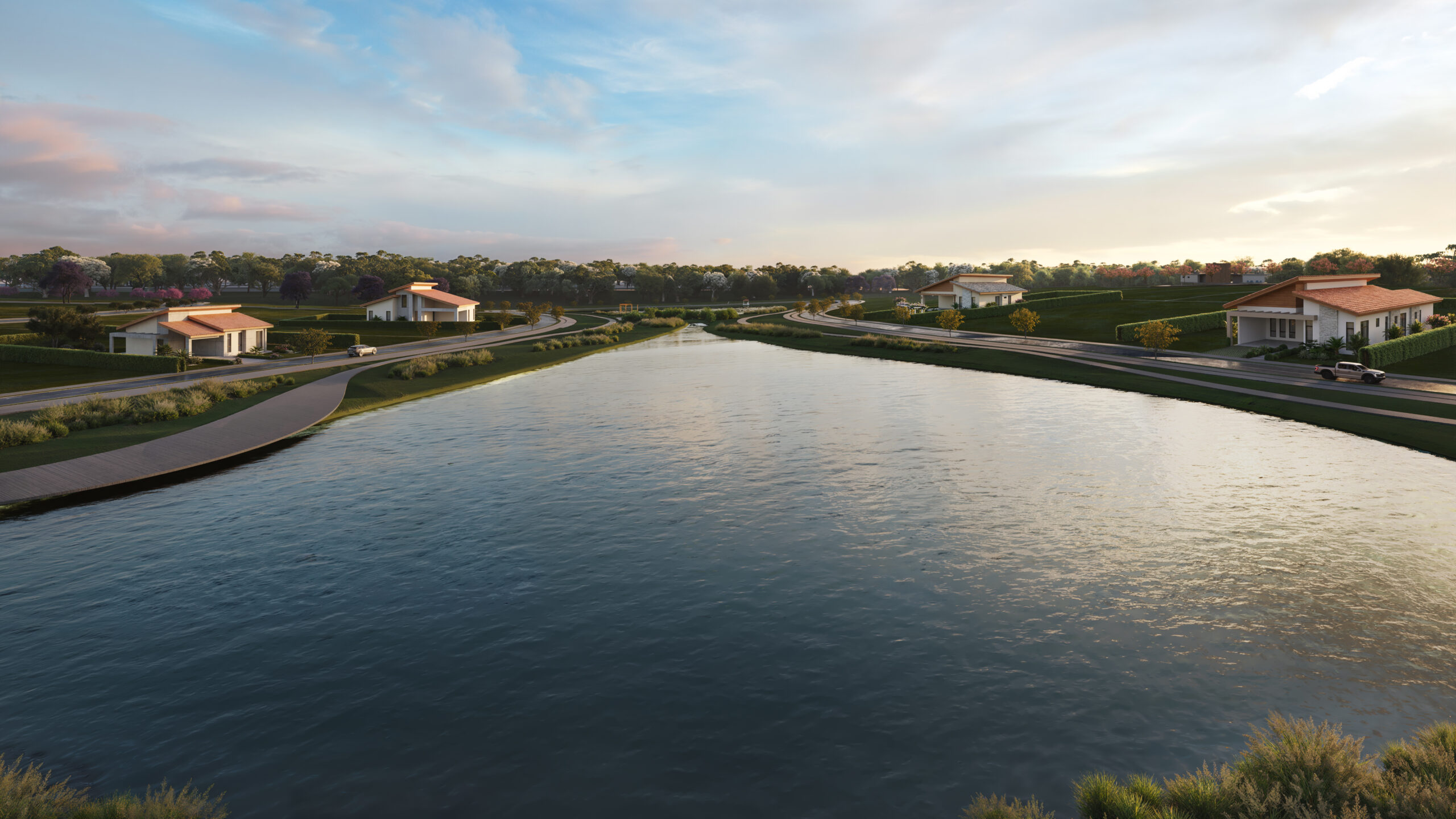 Lagos menores integrados ao paisagismo do Cenário dos Lagos Home e Wellness, Cuiabá MT